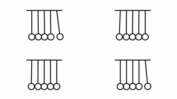 牛顿的摇篮。透明背景。线图标动画。