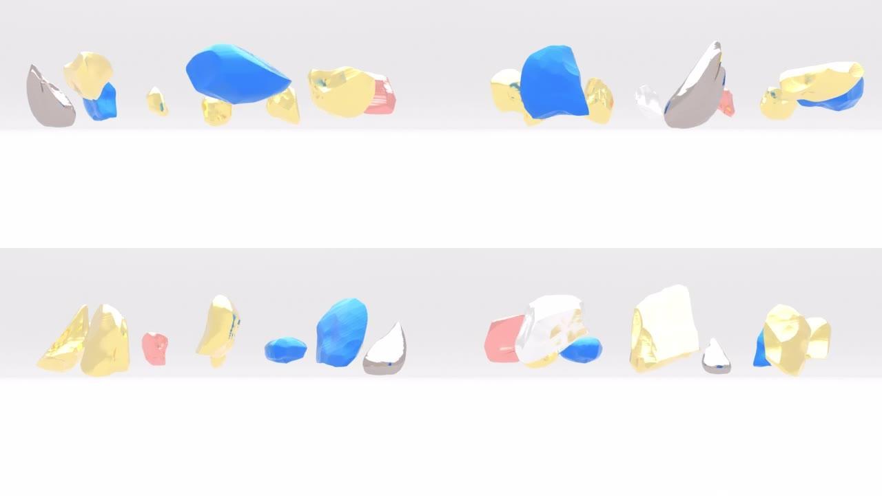 抽象3d风格介绍中的珍贵彩色宝石能够循环无缝4k
