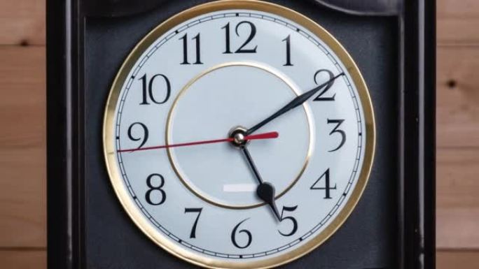 老式时钟箭头的延时在下午5点或上午旋转，时间指针全转