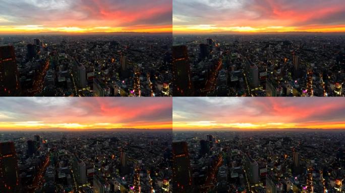 东京日落从涩谷天空