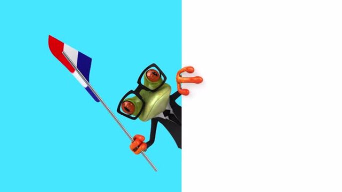 有趣的3D卡通青蛙，带有克罗地亚的旗帜，包括alpha频道