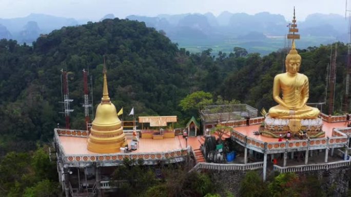 泰国甲米的Wat Tham Suea或Tiger Cave寺的鸟瞰图