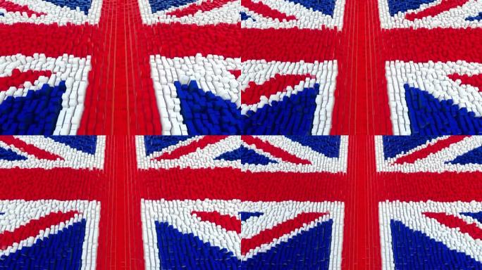 英国国旗立柱矩阵立柱阵列3D国旗
