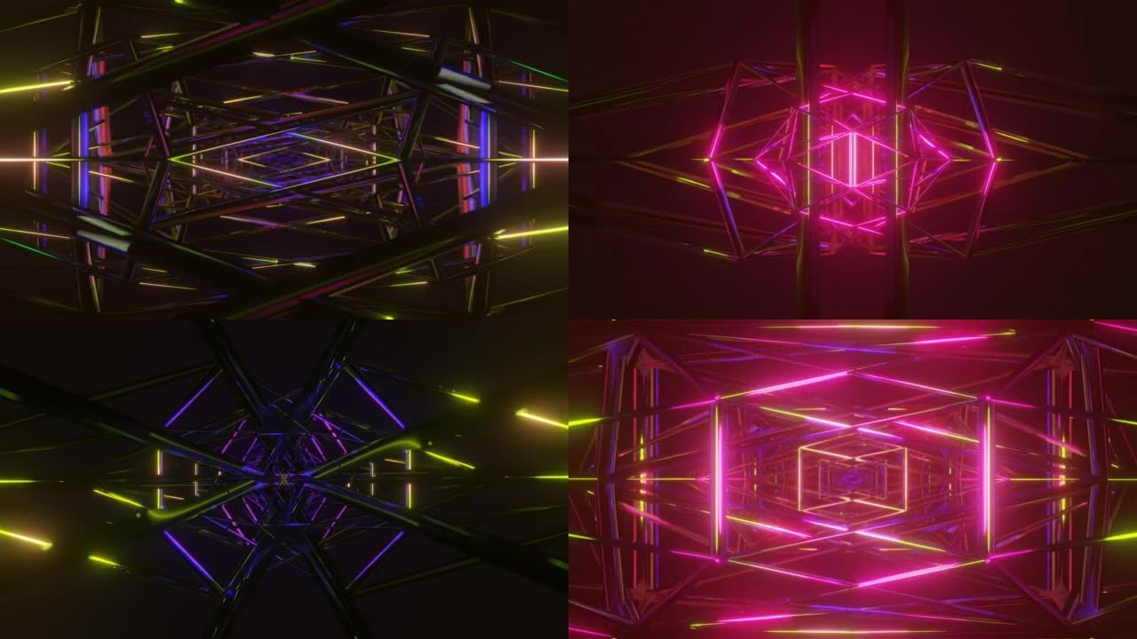 变换钻石形状多色脉动未来迷幻催眠VJ无缝循环背景。