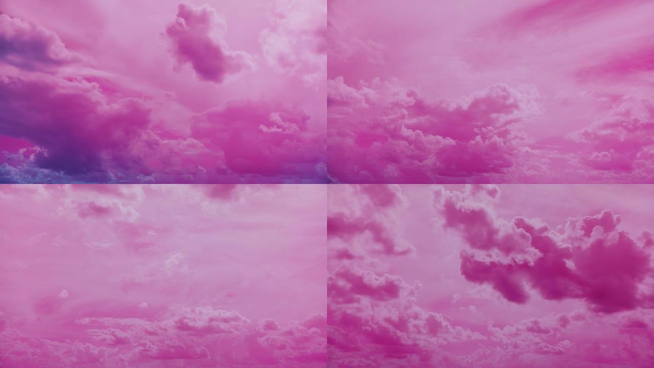 抽象粉色。背景4k时间流逝。色调天空背景。不寻常的天空背景。4k粉色色调的天空。五彩缤纷的云。五颜六