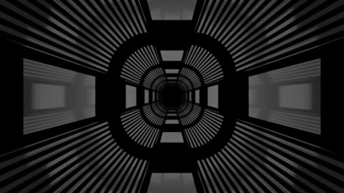 带反射循环动画背景3d渲染的黑暗隧道