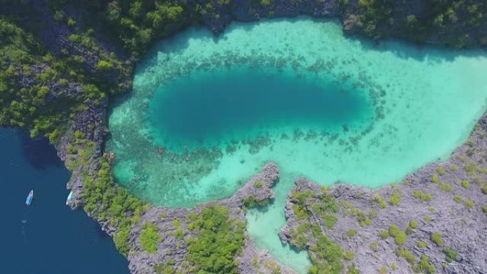 缅甸拉廊安达曼海科克斯梳子岛美丽的心形水晶般清澈的泻湖。鸟瞰图