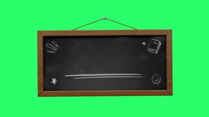 绿色屏幕上的动画黑板隔离。