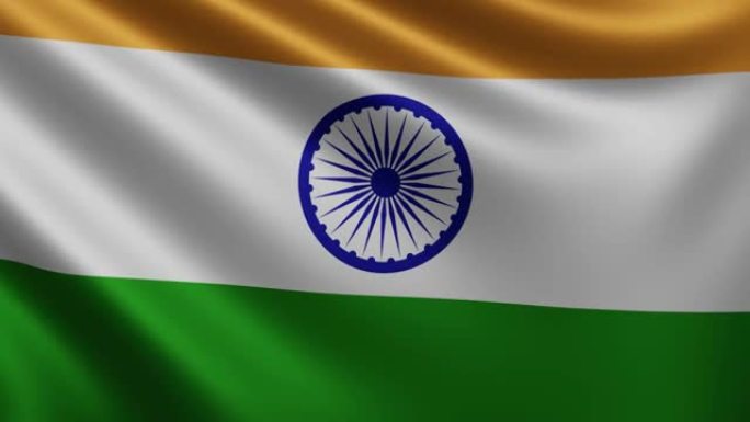 风中飘扬的印度国旗，3d的印度国旗，4k分辨率的印度国旗，3d的印度国旗