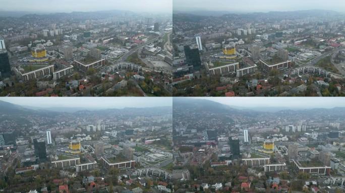波黑城市萨拉热窝周围的鸟瞰图