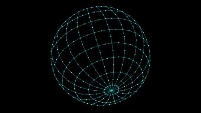 带有经络和纬度的Globe抽象球旋转，旋转，特写宏观。