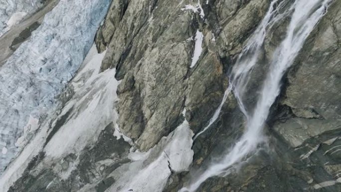 挪威冰川的鸟瞰图北欧无人机岩石