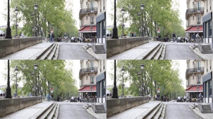塞纳河旁的圣路易岛的树状街道