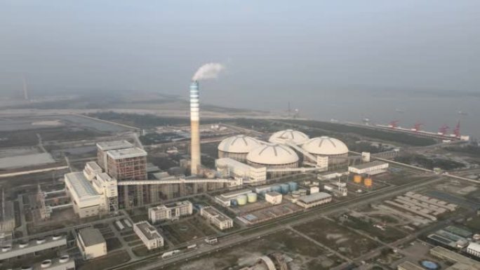 Payra发电厂的无人机视图。Payra火力发电厂是孟加拉国最大的发电厂能源项目。