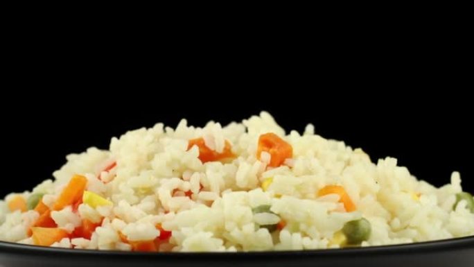 米饭配蔬菜特写。蔬菜米饭