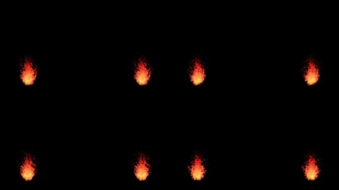 左右两侧两个燃烧的红色火焰的动画素材 (黑色背景)