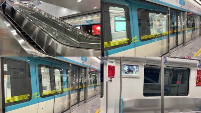 4K杭州城市地铁驶来开车门轨道交通