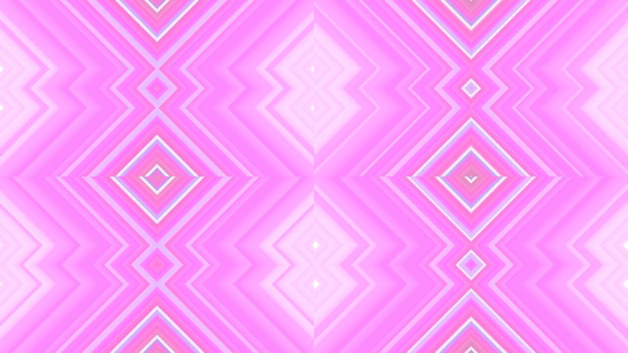 粉色闪亮对称图案的抽象无限动画。几何艺术背景。数字无缝循环动画。3d渲染高清