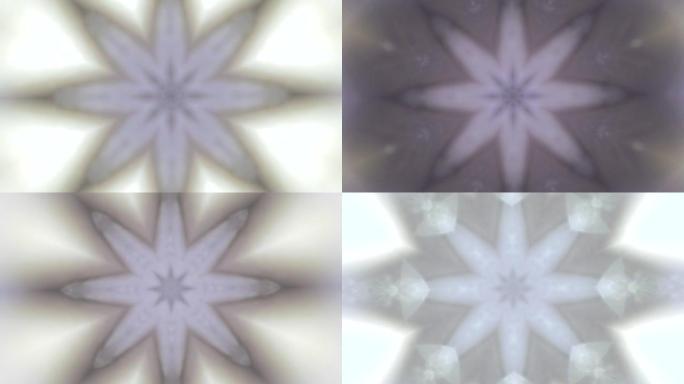 曼陀罗万花筒迷幻虹彩效果镜头。光学畸变晶体棱镜效应。