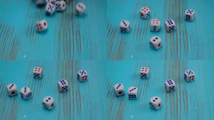 手工掷骰子游戏。赌博运气概念: 最好，冒险，有运气，赢，幸运