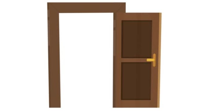 门。打开和关闭门的动画。卡通