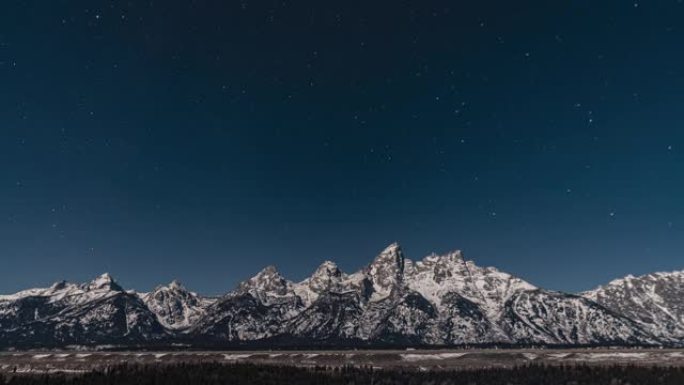 4k大提顿国家公园星空下群山美景