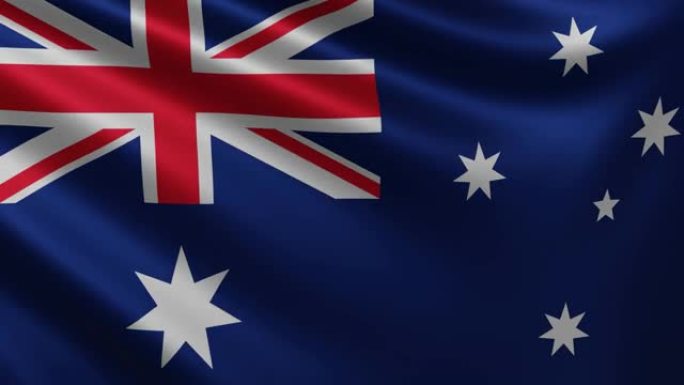 澳大利亚国旗在风中飘扬的特写，澳大利亚国旗的3d视频，在4k分辨率