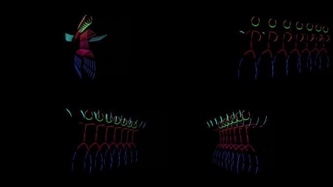 穿着彩色荧光棒套装跳舞
