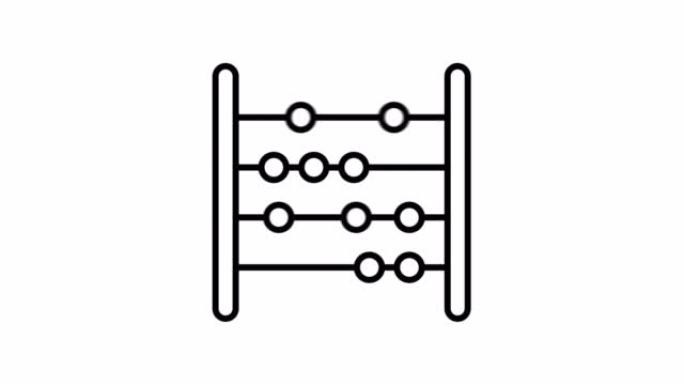 算盘图标。透明背景。线图标动画。