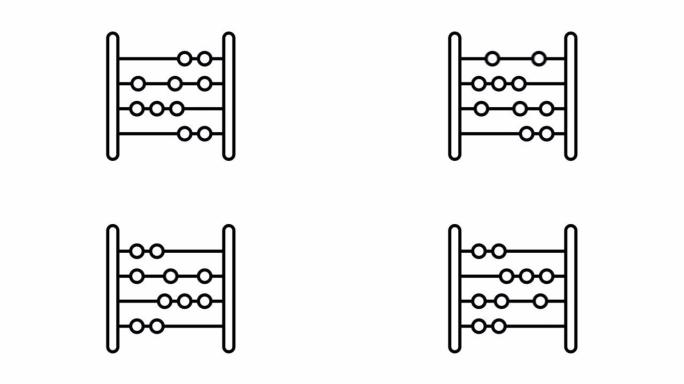 算盘图标。透明背景。线图标动画。