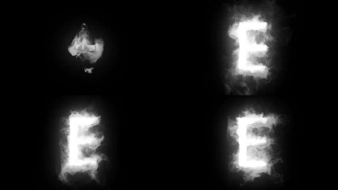 来自白烟的字母E，烟雾中的字母，字母，阿尔法通道