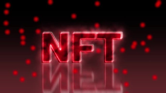 发光的霓虹红色NFT铭文动画。NFT密码标志。NFT元宇宙概念。4K