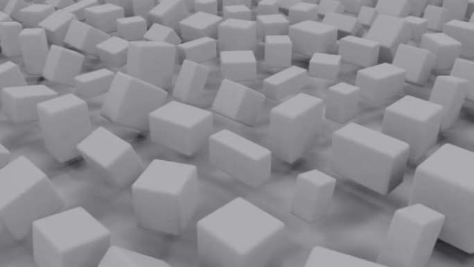 灰色随机长方体抽象几何3D背景循环视频