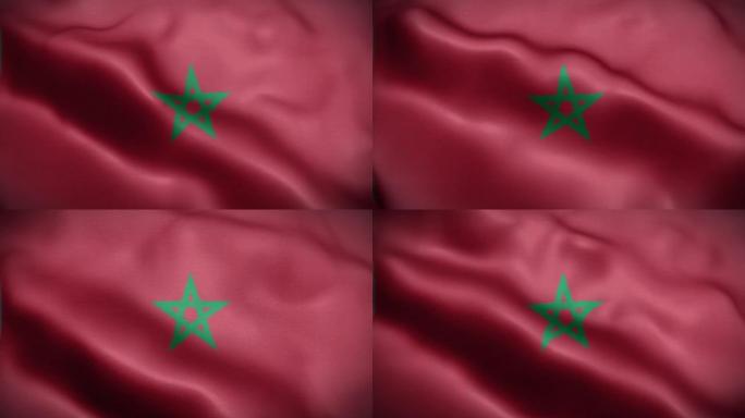 4K纹理的摩洛哥国旗动画库存视频-摩洛哥国旗在循环挥动-高度详细的摩洛哥国旗库存视频