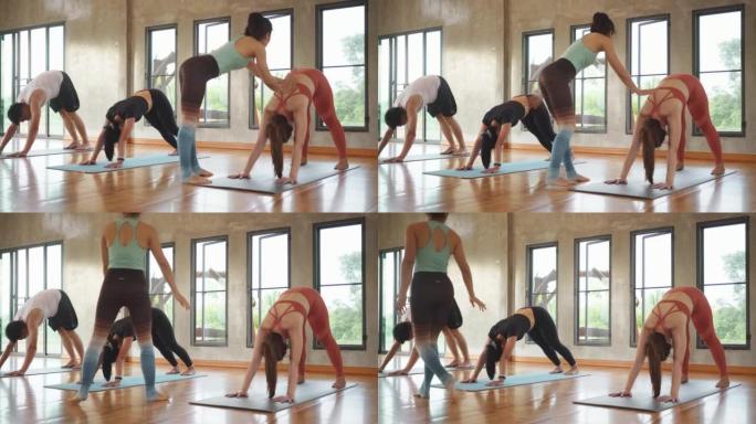 一群人在健身课上练习瑜伽的4k视频片段