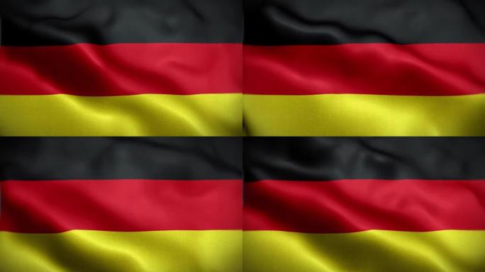 4K纹理的德国国旗动画库存视频-德国国旗在循环挥动-高度详细的德国国旗库存视频