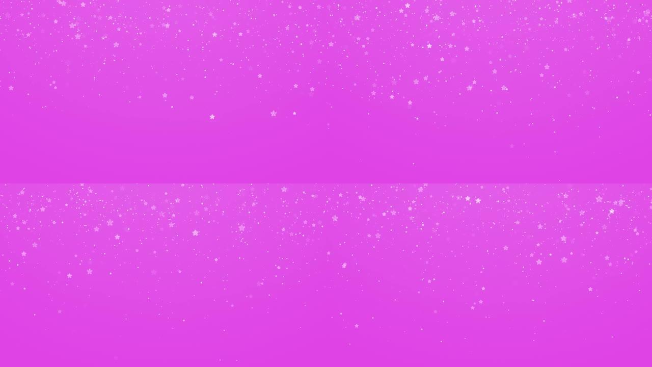 4k圣诞雪花动画 -- 闪闪发光的颗粒在慢动作中落下，魅力，抽象落下的颗粒背景
