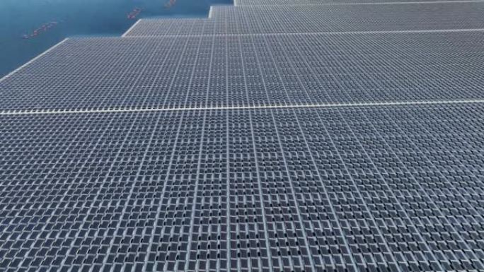 漂浮在水面上的太阳能发电厂的鸟瞰图