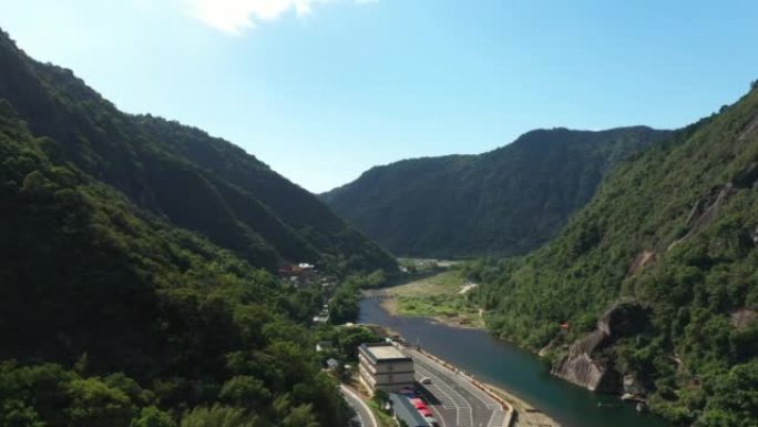 福建杨家河风景区河谷河鸟瞰图