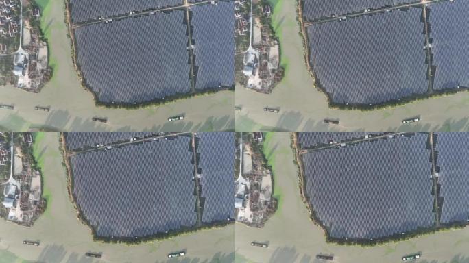 鱼场太阳能电站的实时/无人机透视图