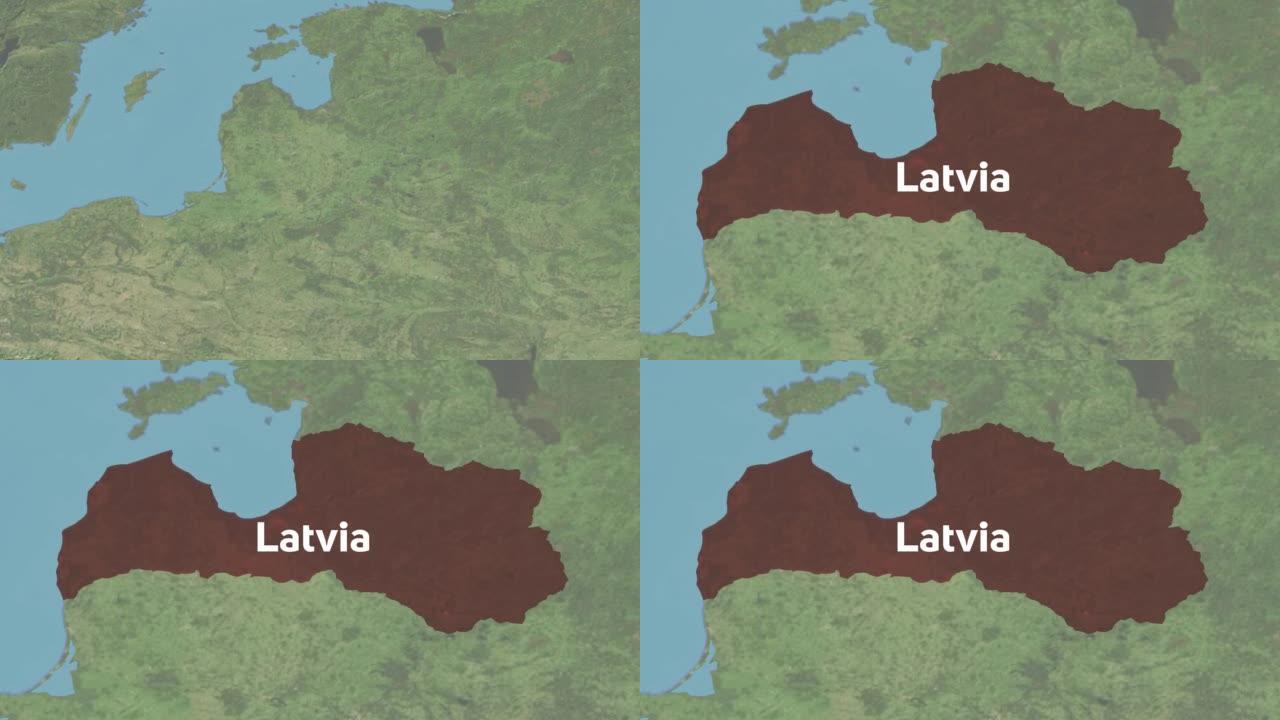 拉脱维亚用文字放大世界地图
