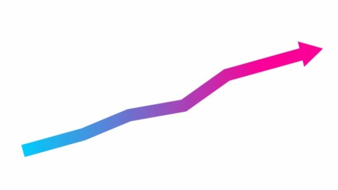 动画粉色蓝色箭头。经济增长图表。矢量插图孤立在白色背景上。