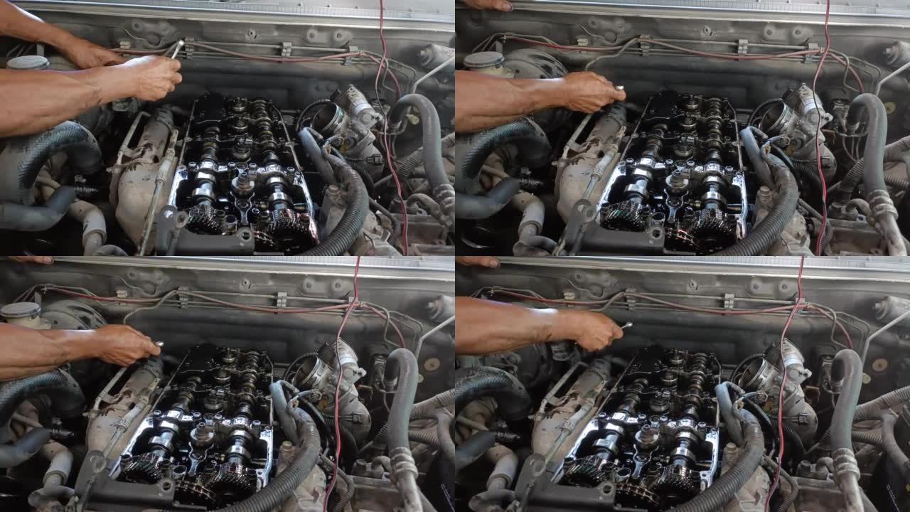 机械师更换了汽车的发动机。