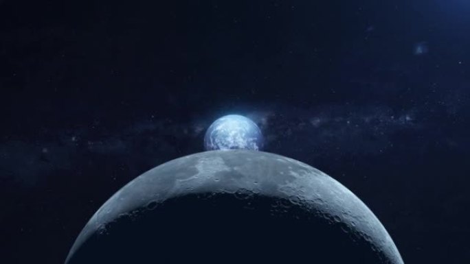 从太空到月球和地球的美丽景色。
