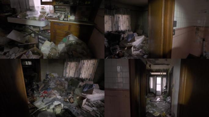 探索旧废弃房屋厨房