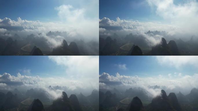 桂林阳朔国大景观的空中倾斜
