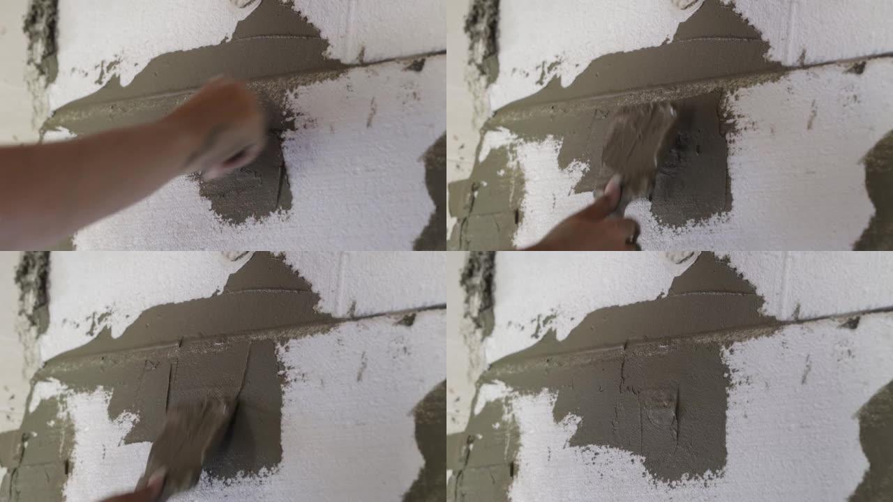 石膏应用于泡沫，房屋外墙的隔热材料