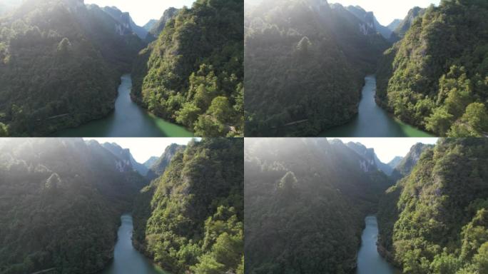 贵州省荔波县七个大拱门 (大旗孔) 风景区的Kast地层的空中放大