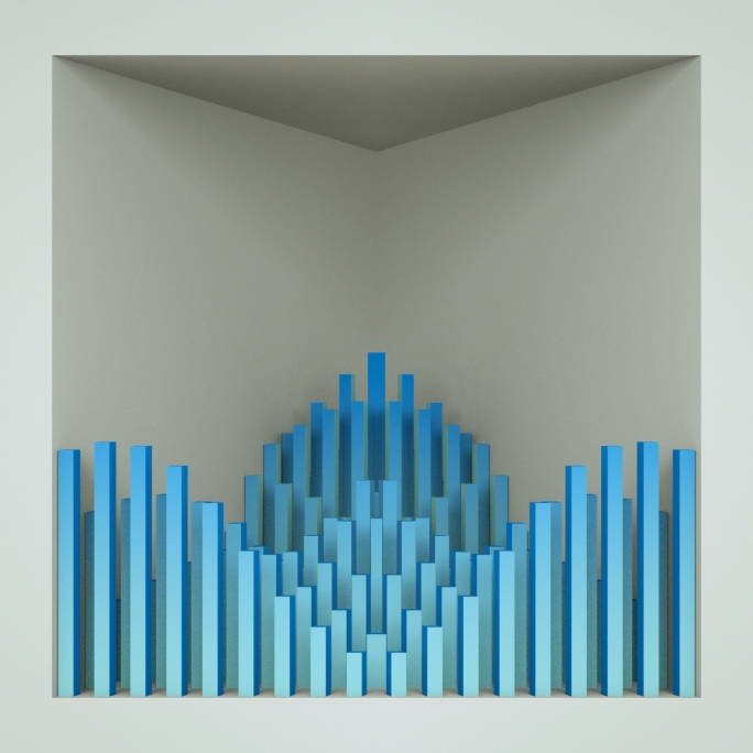 【裸眼3D】白蓝跳动线条矩阵方形艺术空间