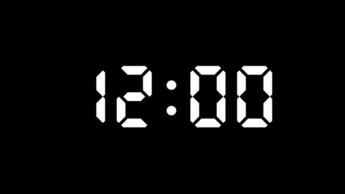 20秒的简单倒数计时器 (黑色背景上的白色字母)